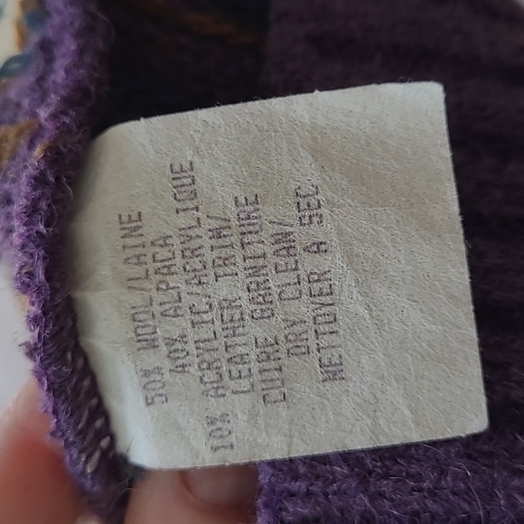 Vintage Verbier Monod Sports Banff Ski Sweater Wool Alpaca Leather Trim - Picture 9 of 9